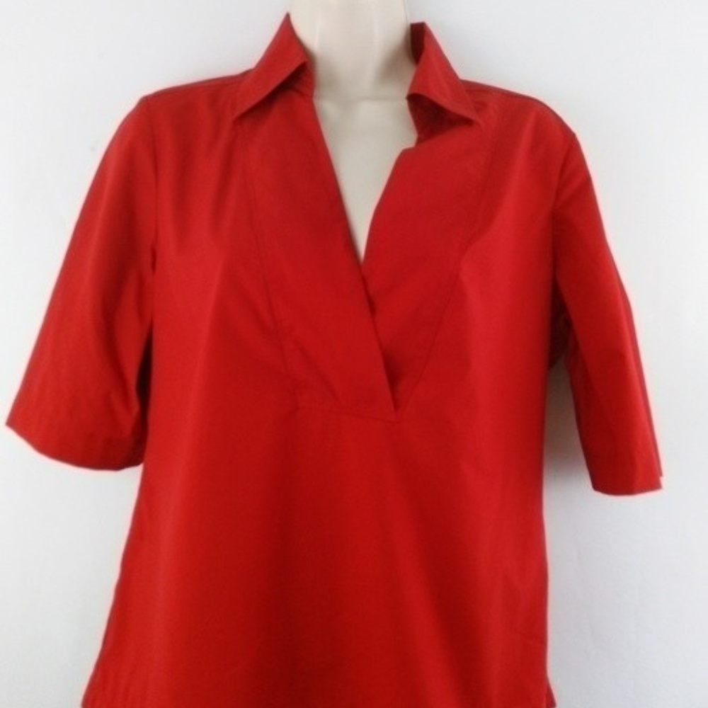 Talbots Rich Red Criss Cross Blouse Size 8 Petite
